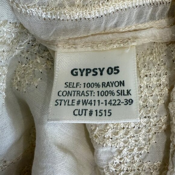 Gypsy Global Village Silk Embroidered Cream Spaghetti Strap Top Medium New - Picture 4 of 9